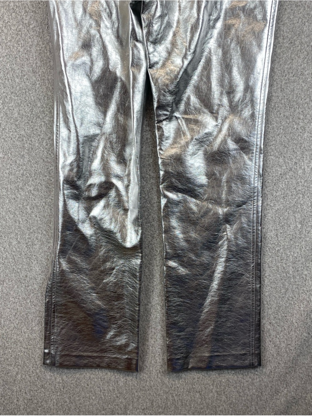 Gianni Bini Tatania Metallic Silver Pants Sz 26 Mod Retro Disco Punk - Picture 9 of 11